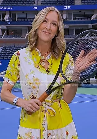 Lara’s yellow floral shirtdress on Good Morning America