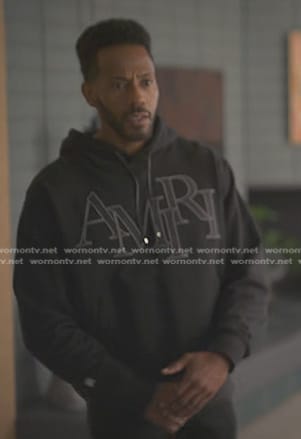 Lewis’s black logo hoodie on Reasonable Doubt