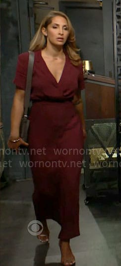 Lily’s burgundy midi dress on The Young and the Restless