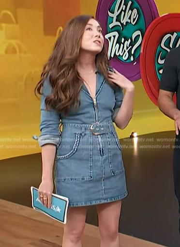 Lily Rose’s denim mini dress on Access Hollywood