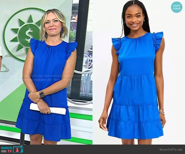 Loft Flutter Sleeve Tiered Swing Dress worn by Dylan Dreyer on Today