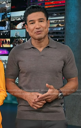 Mario’s brown polo on Access Hollywood