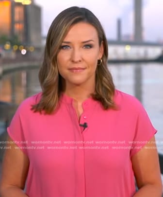 Mary’s pink band collar shirt on Good Morning America