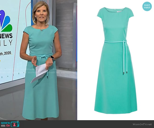 Max Mara Opunzia Belted Cotton-Cady Dress worn by Kate Snow on NBC News Daily