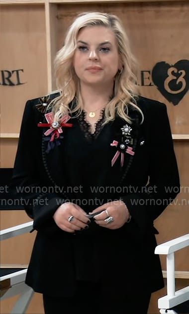 Maxie’s black ribbon embellished blazer on General Hospital