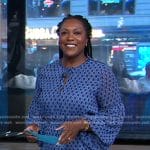Maya Feller’s blue geometric print dress on Good Morning America