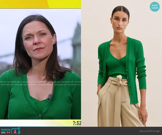 ME + EM Fashioned Rib Bralette in Clover Leaf worn by Maggie Rulli on Good Morning America