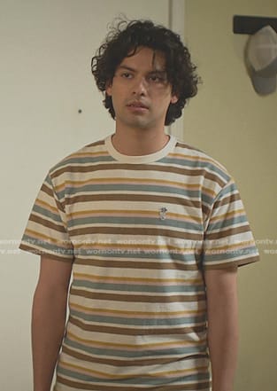 Miguel’s striped tee on Cobra Kai