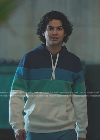 Miguel’s colorblock hoodie on Cobra Kai