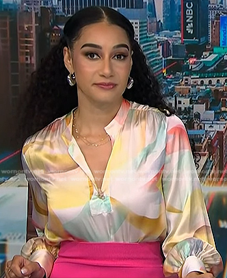 Morgan’s watercolor blouse on NBC News Daily