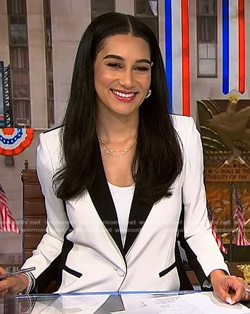 Morgan’s white contrast blazer by NBC News Daily
