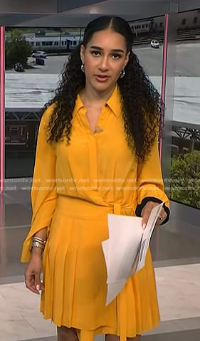 Morgan’s yellow pleated shirtdress on NBC News Daily
