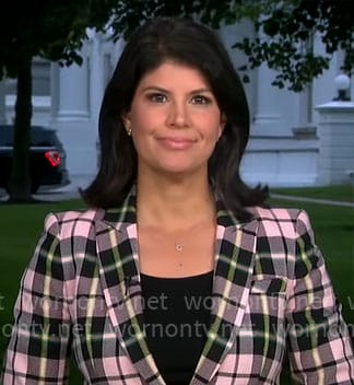 Natalie Brand’s pink plaid blazer on CBS Mornings