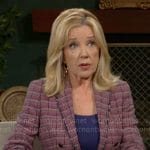 Nikki’s patterened tweed blazer on The Young and the Restless