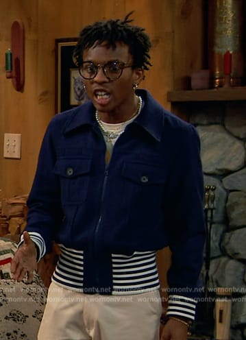Noah’s navy stripe hem jacket on Bunkd