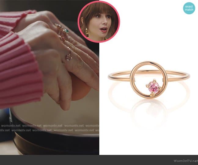 Nue Fine Jewelry Transluscent Ring with Fancy Colored Diamonds worn by Emily Cooper (Lily Collins) on Emily in Paris