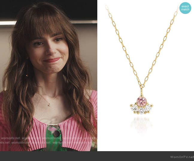 Nue Fine Jewelry Grace Necklace worn by Emily Cooper (Lily Collins) on Emily in Paris