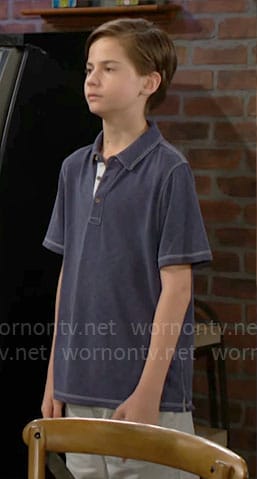 Connor’s navy polo shirt on The Young and the Restless