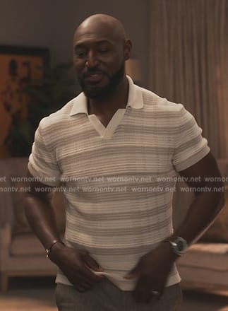 Phil’s gray stripe polo on Bel-Air