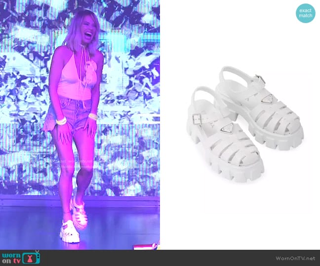 Foam Rubber Sandals in White Prada worn by Caroline Stanbury (Caroline Stanbury) on The Real Housewives of Dubai
