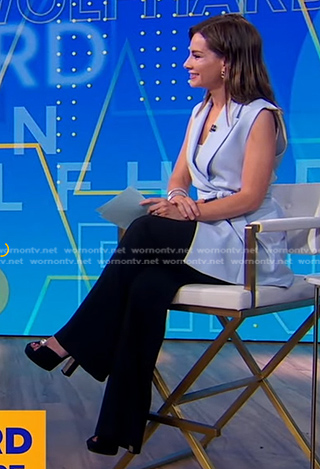 Rebecca’s blue tie waist vest on Good Morning America
