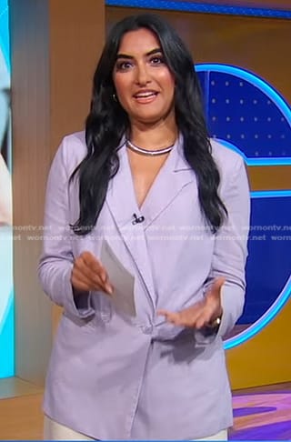 Reena’s lilac double breasted blazer on Good Morning America