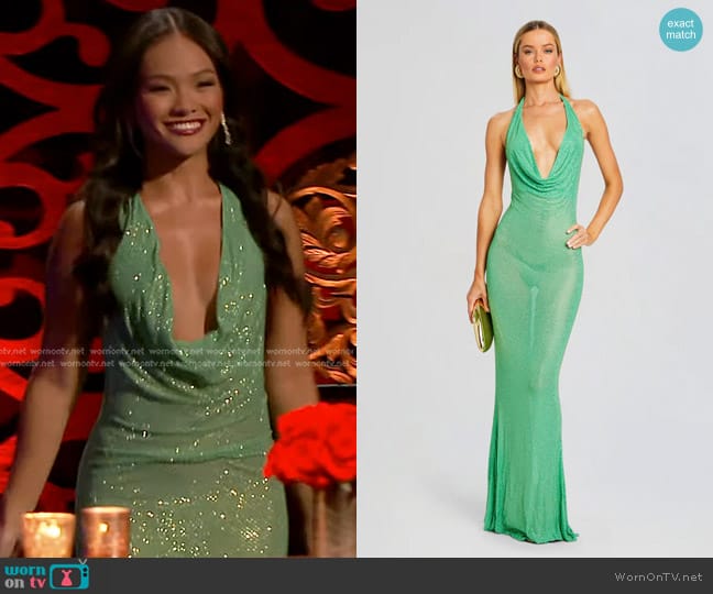 Retrofete Meiran Dress in Pistachio worn by Jenn Tran on The Bachelorette