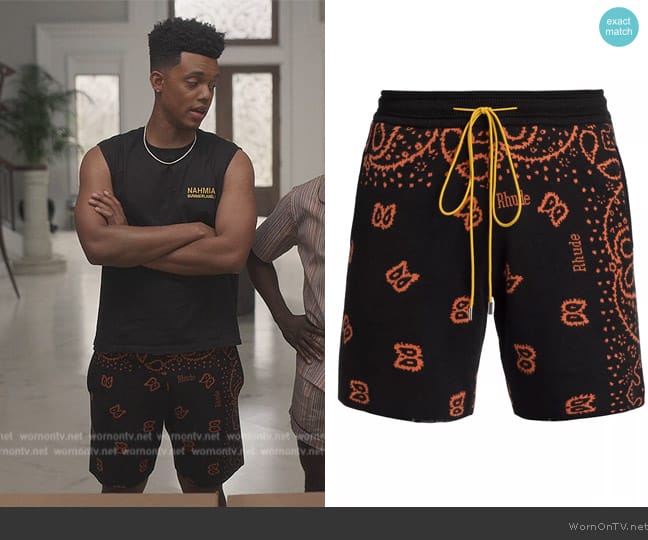 Bandana Knit Shorts Rhude worn by Will Smith (Jabari Banks) on Bel-Air