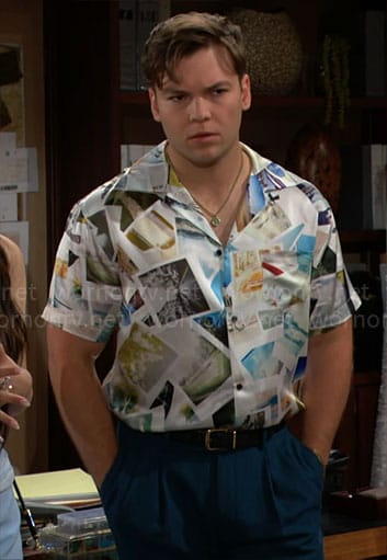 RJ’s polaroid print shirt on The Bold and the Beautiful