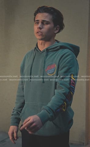 Robby’s green print hoodie on Cobra Kai