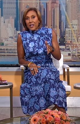 Robin’s blue floral midi dress on Good Morning America