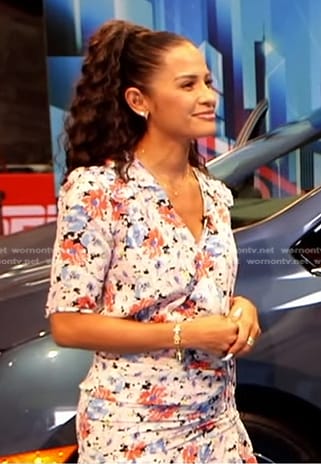 Rocsi’s white floral dress on Good Morning America