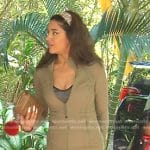 Saba’s khaki green zip jacket on The Real Housewives of Dubai