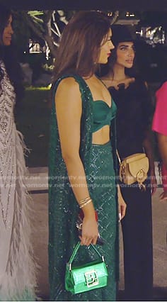 Saba’s green bag on The Real Housewives of Dubai