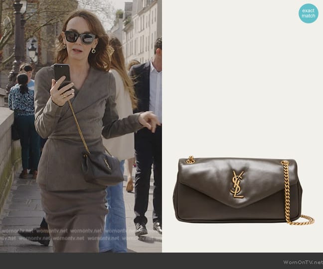 Calypso Small YSL Shoulder Bag in Smooth Padded Leather Saint Laurent worn by Sylvie (Philippine Leroy-Beaulieu) on Emily in Paris