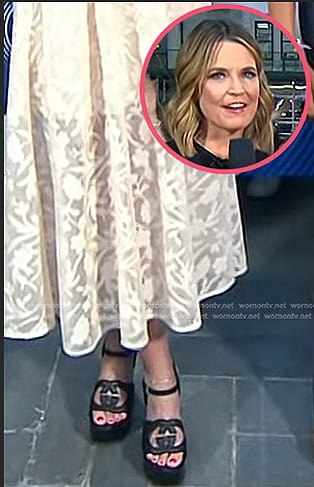 Savannah’s black platform sandals on Today
