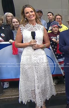 Savannah’s white guipure lace dress on Today