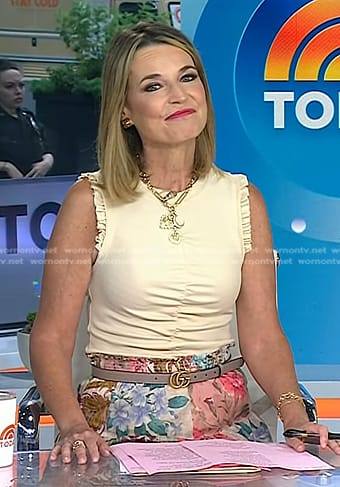 Savannah’s beige top and floral skirt on Today