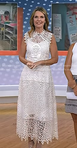 Savannah’s white guipure lace dress on Today