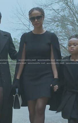 Shanelle’s black cape dress on Reasonable Doubt