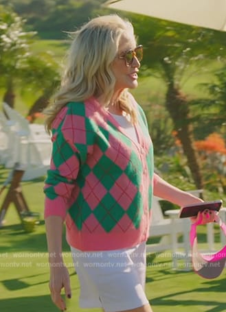 Shannon’s pink and green argyle cardigan on The Real Housewives of Orange County