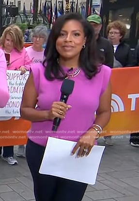 Sheinelle’s pink knit top on Today