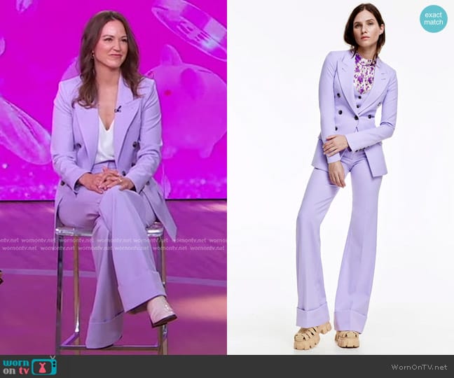 Smythe Not A DB Blazer in Pastel Lavender worn by Carli Whitwell on Good Morning America