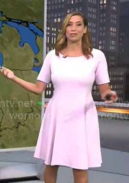 Stephanie Abrams’ light pink a-line dress on CBS Mornings