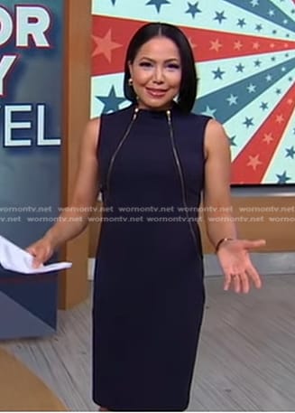 Stephanie’s navy zipper detail dress on Good Morning America