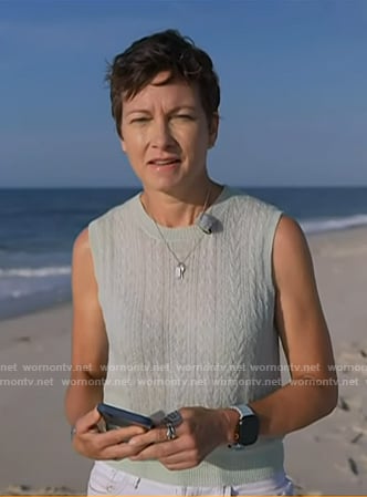 Stephanie’s mint cable knit vest on Today