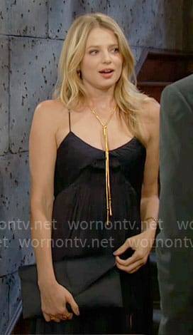 Summer’s navy slip dress on The Young and the Restless