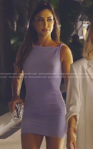 Taleen’s lilac mini dress on The Real Housewives of Dubai