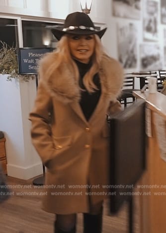 Tamra’s beige shearling coat on The Real Housewives of Orange County