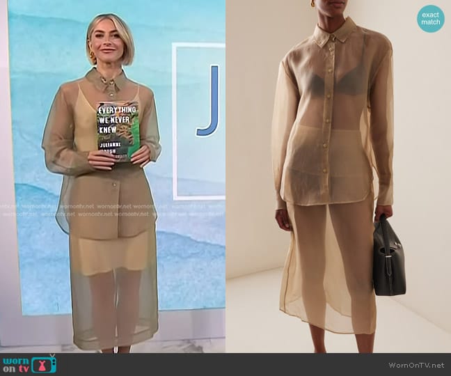 The Frankie Shop Peri Silk-Blend Chiffon Shirt in Neutral worn by Julianne Hough on Today